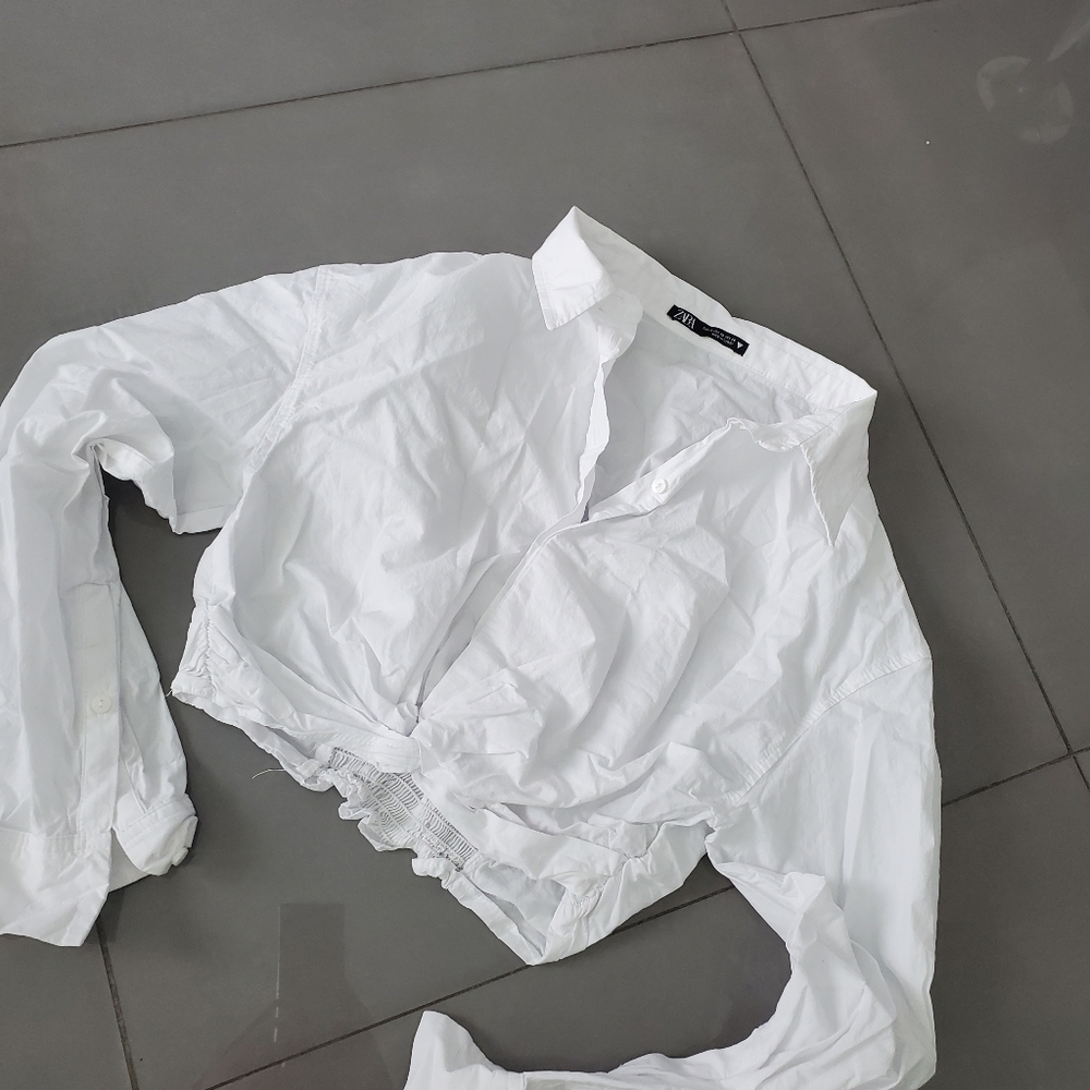 Zara white long sleeve women's blouse